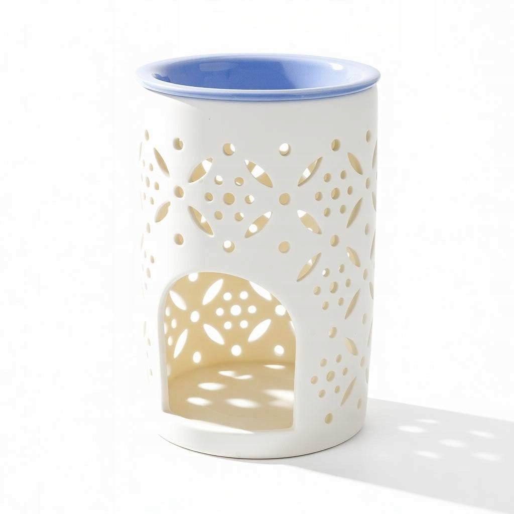 Kominek zapachowy porcelanowy biały podgrzewacz do olejków wosku 13,5 cm