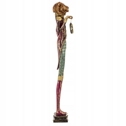 Figurka Pierrot Lew z Zegarkiem Dekoracja Statuetka Retro Vintage 78cm