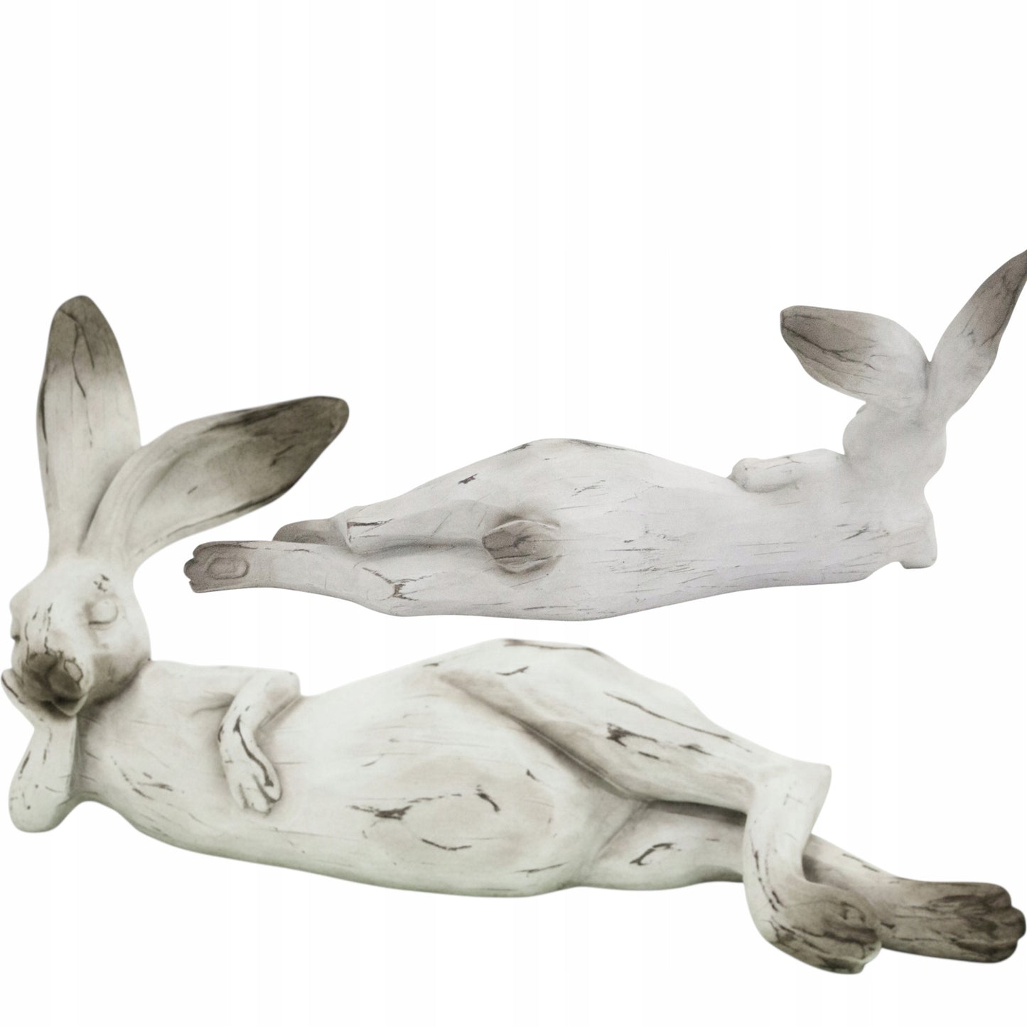 Figurka wielkanocna zając królik biały szary duży 46cm