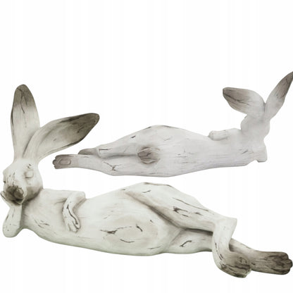 Figurka wielkanocna zając królik biały szary duży 46cm