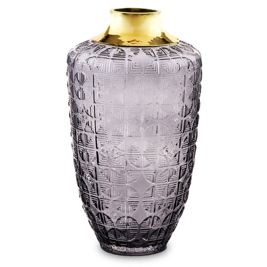 Wazon szklany Szary, złoty 28x16x16
