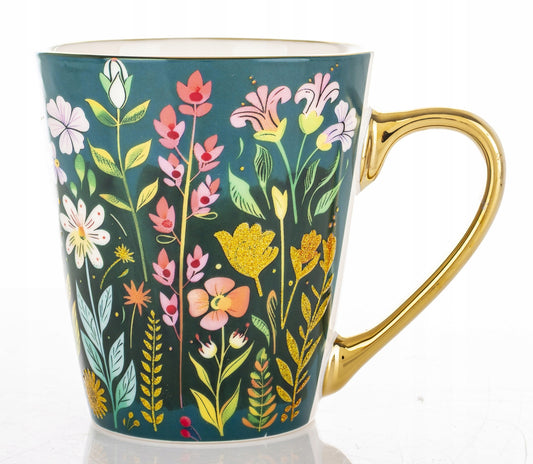 Kubek porcelanowy 300 ml kolorowy w kwiaty wiosenny na kawe herbatę prezent