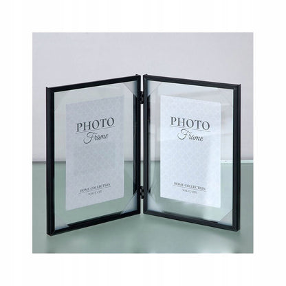 Ramka na Zdjęcie podwójna czarna metalowa float 13x18cm na 2 zdjęcia LOFT