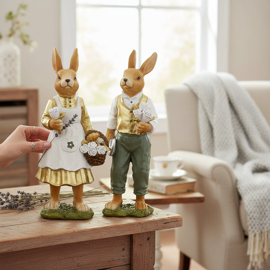 2szt zestaw figurek Pan i Pani Królik figurka wielkanocna zajączek zające