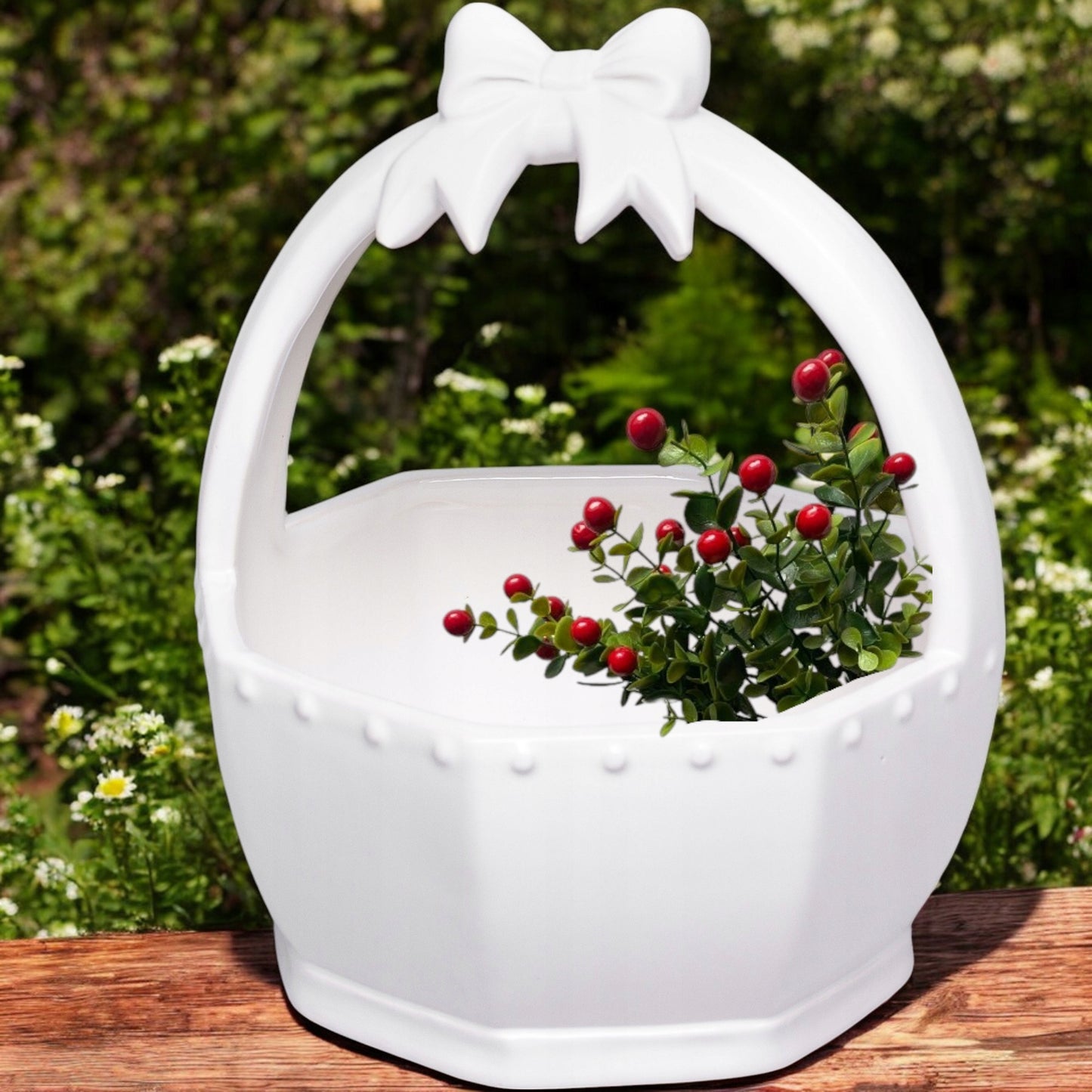 Ceramiczny Koszyk Wielkanocny Porcelanowa Miska Króliczek 17,5x15x15 cm