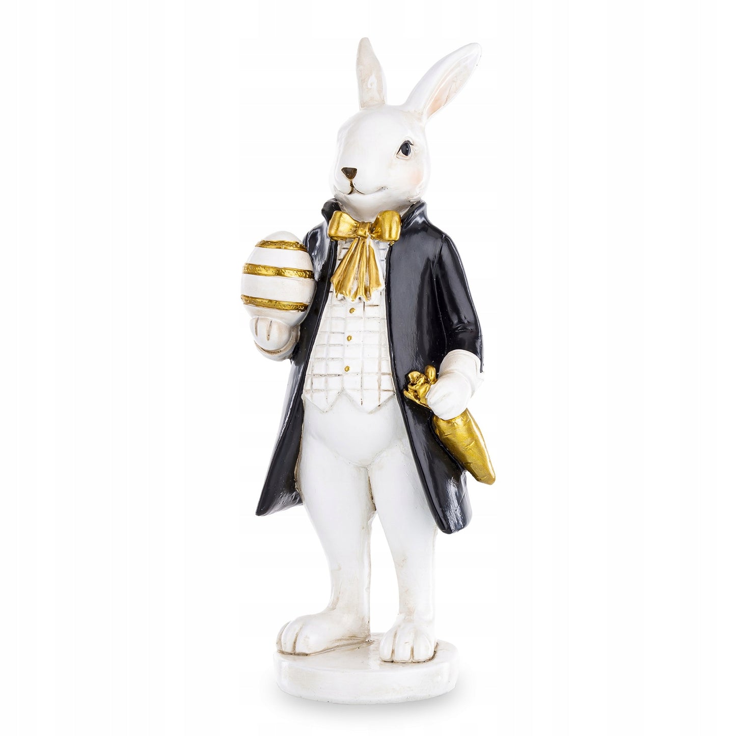 Figurka wielkanocna Królik zając 20 cm ozdobny elegancki czarny złoty biały