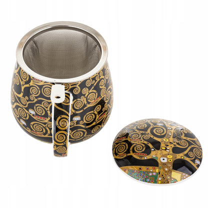 Kubek baryłka z zaparzaczem w pudełku Duo Gustav Klimt porcelana 430 ml