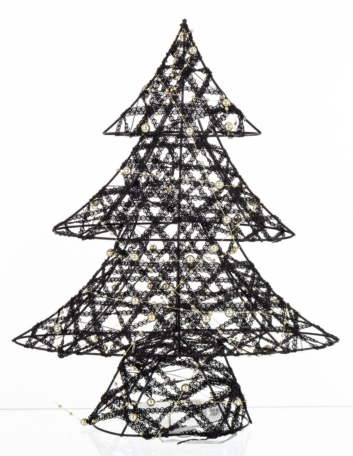 Ozdoba choinka LED z tworzywa czarno-złota 35x27x8 cm