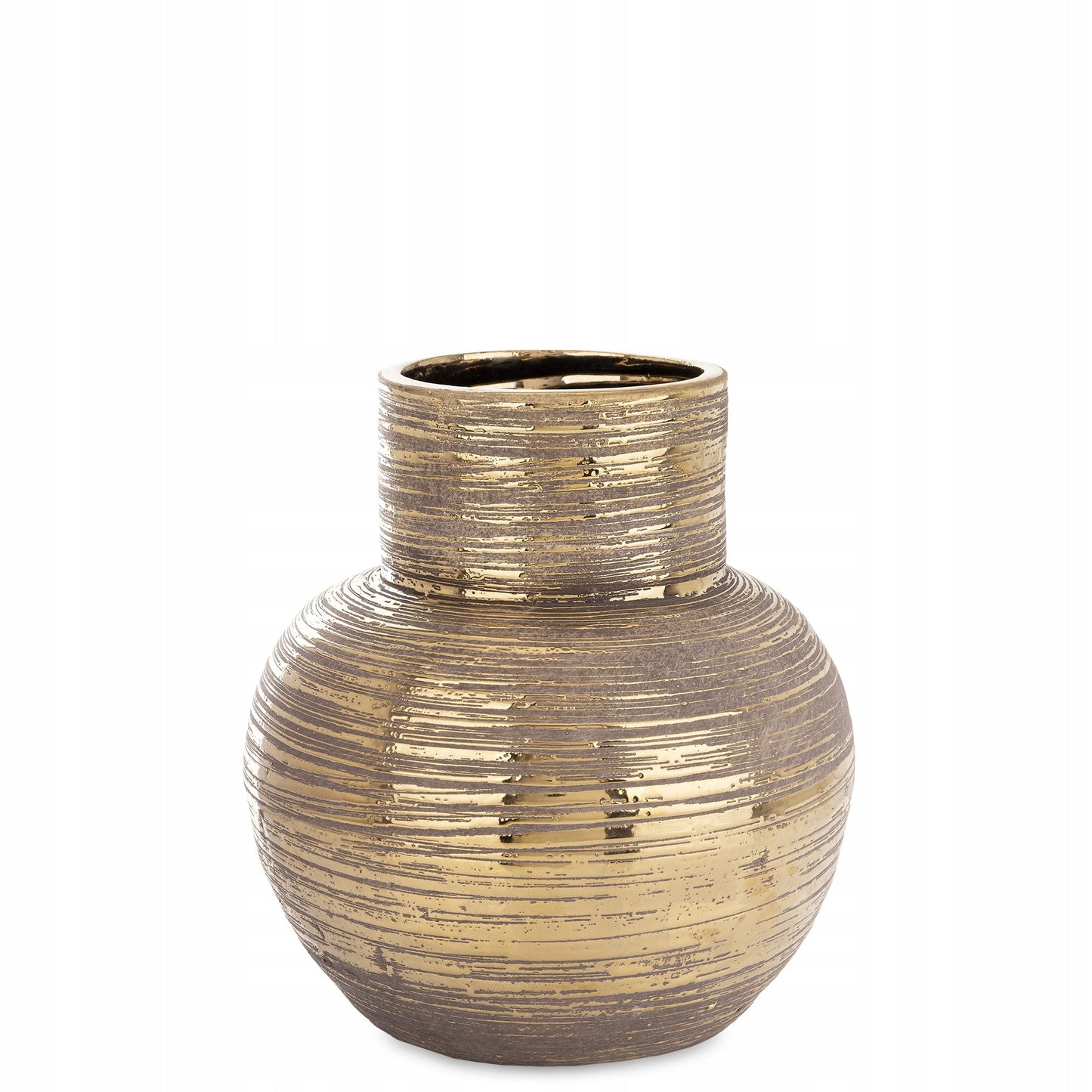 Wazon dekoracyjny ceramiczny 24 cm - brązowy -złoty cappucino