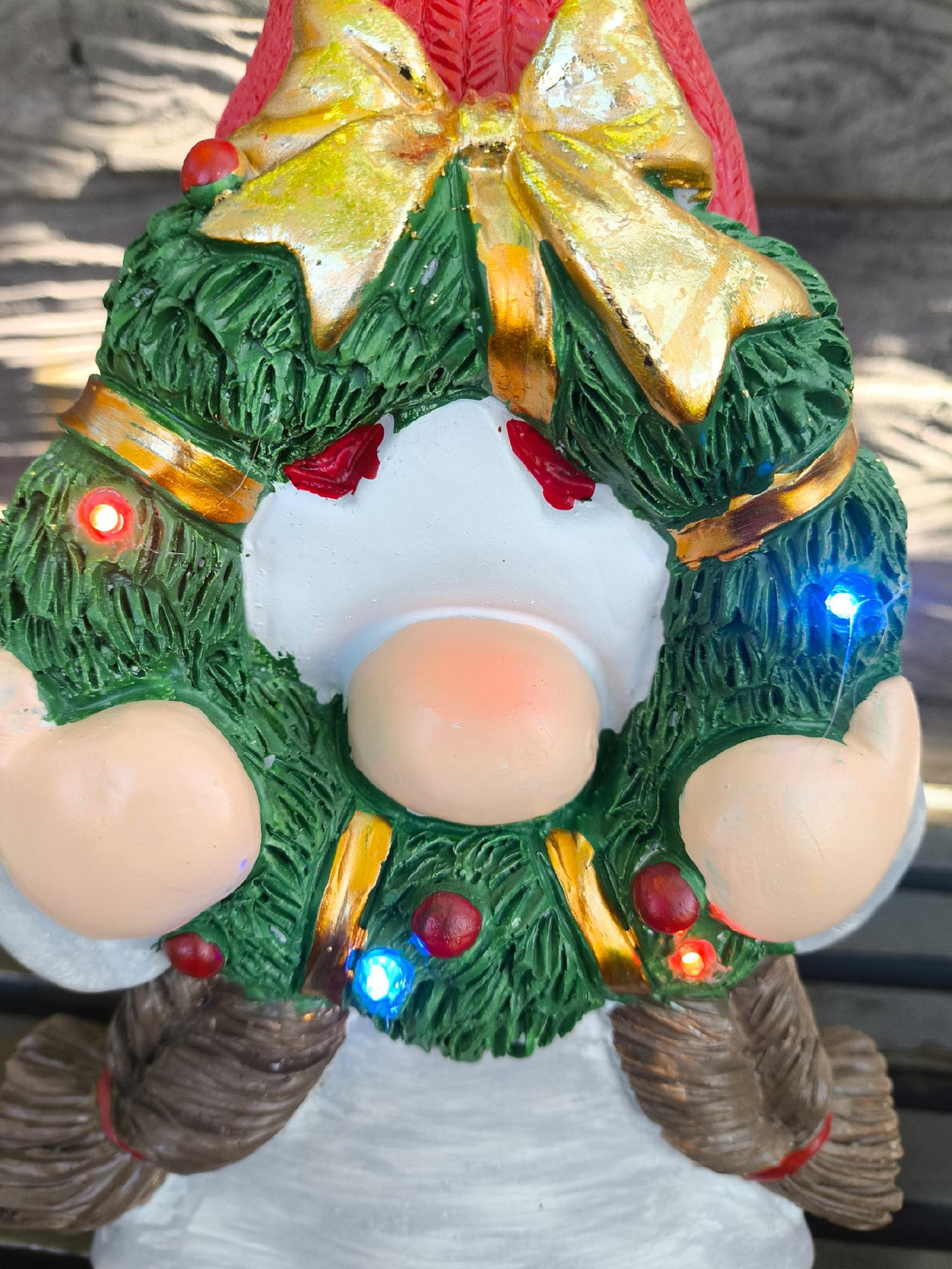 figurka świąteczna LED duży krasnal świąteczny gnom skrzat 38cm