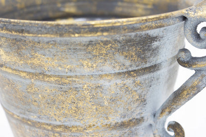 Metalowa osłonka wazon 18 cm złota postarzana antyk
