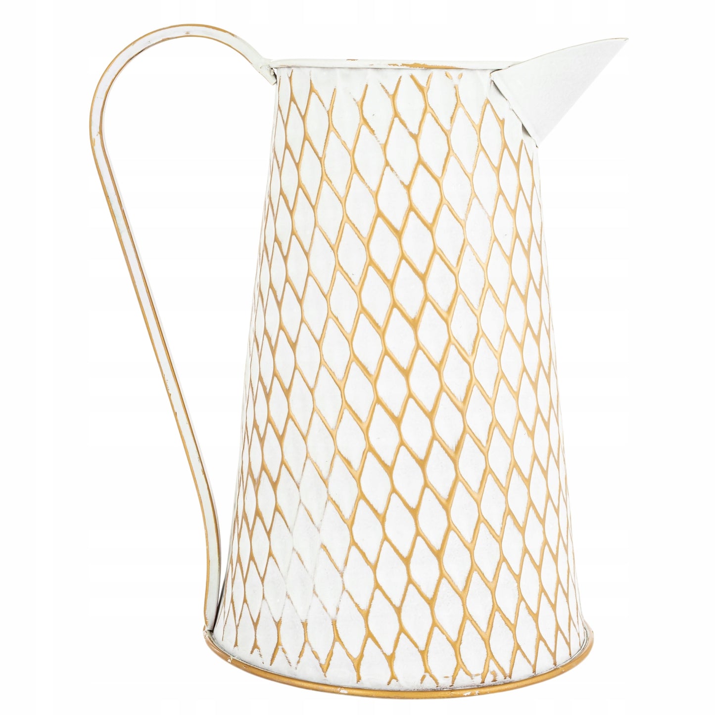 Wazon Dzbanek Metalowy Biało-Złoty 32cm Konewka