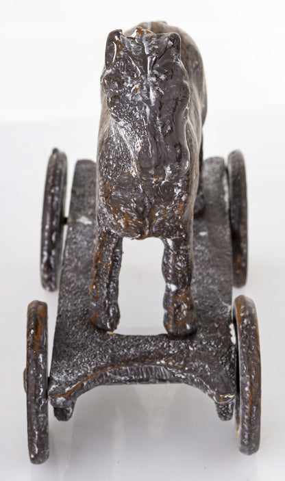 Figurka Metalowa Koń na Kółkach Vintage Loft Retro 13,5cm żeliwny dekoracja