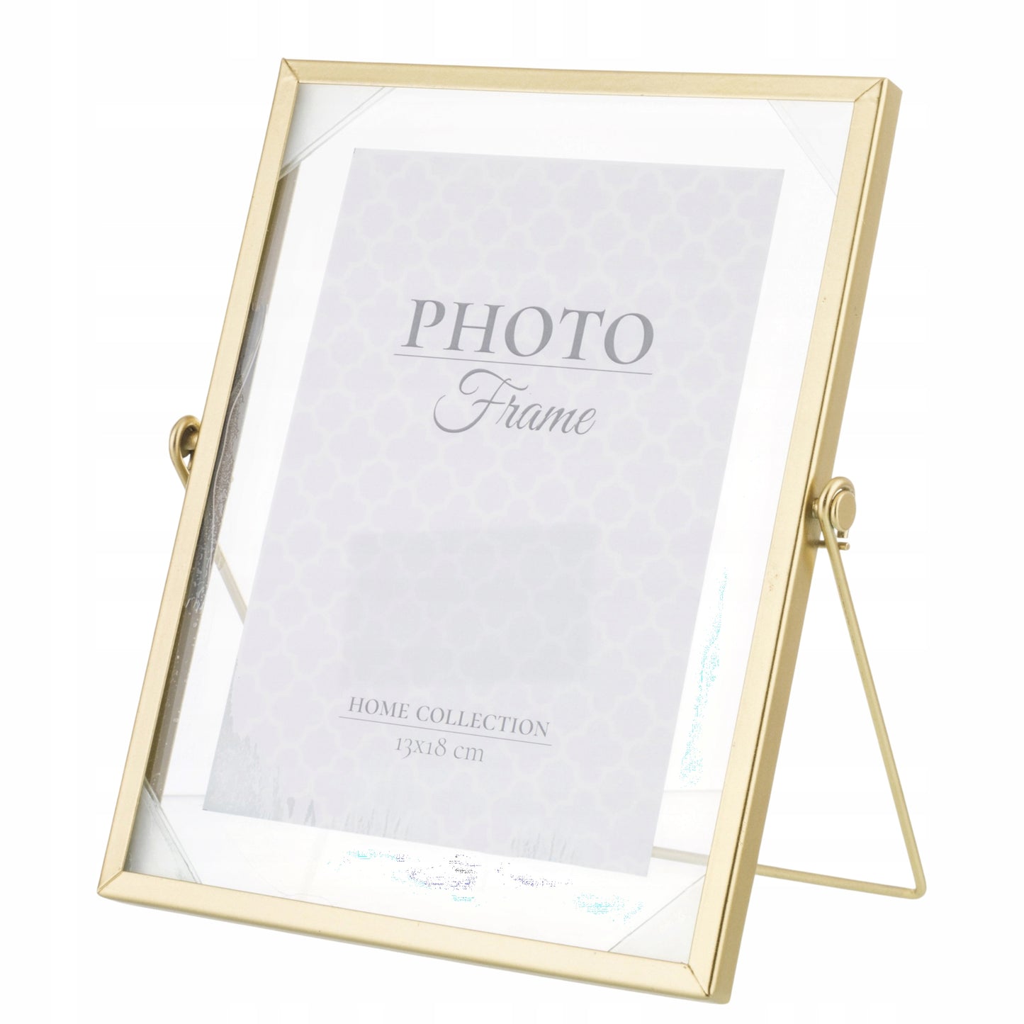 Ramka na zdjęcia metalowa złota float stawiana 22,5x19,5 foto 13x18 cm