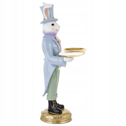 Figurka królik z tacą dekoracja zajączek Wielkanoc wiosna XXL 59,5 cm