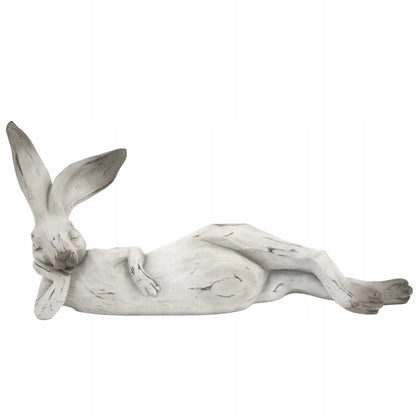 Figurka wielkanocna zając królik biały szary duży 46cm