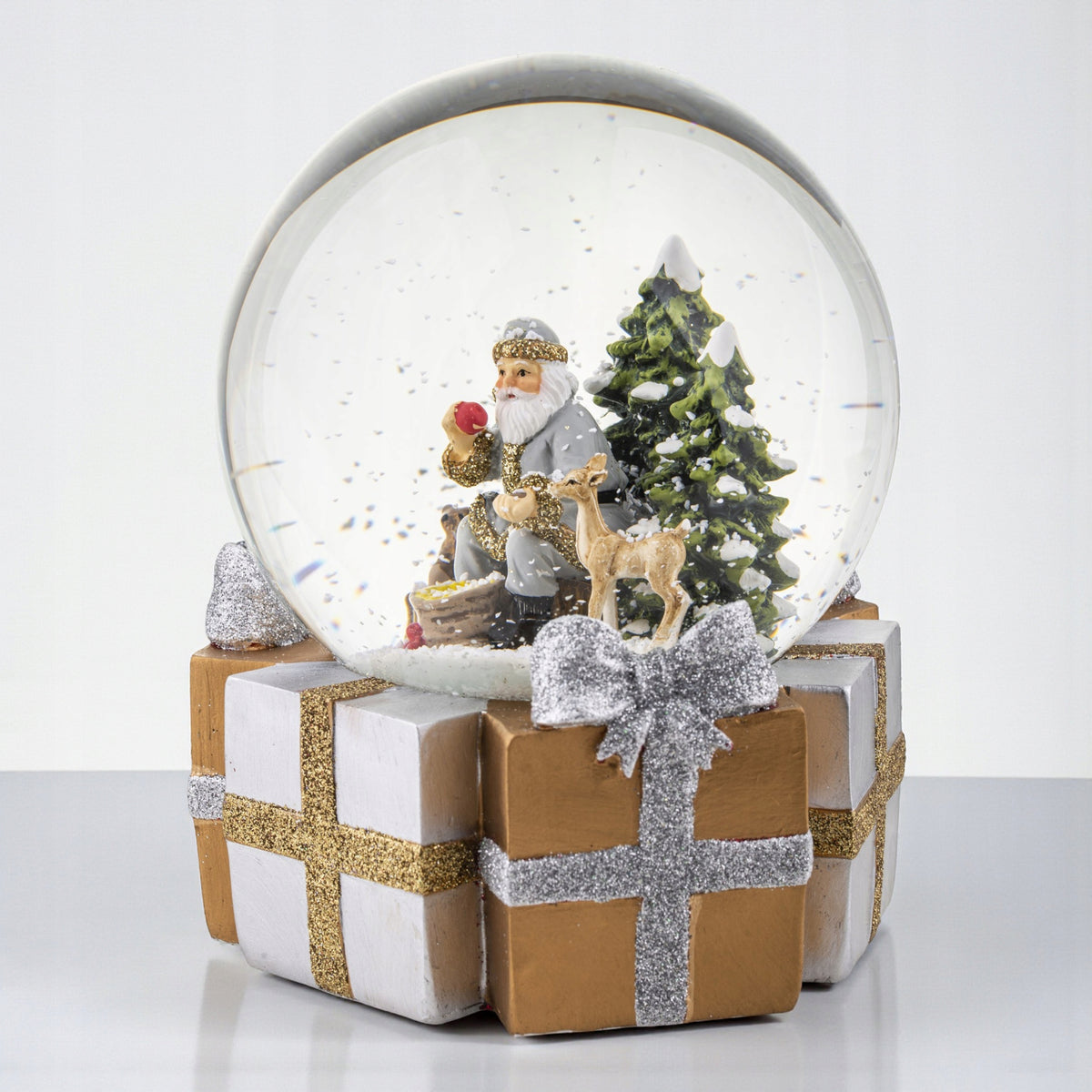 Szklana Kula śnieżna Mikołaj choinka pozytywka 15cm figurka świąteczna