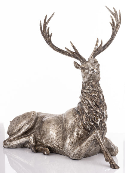 Figurka świąteczna renifer srebrny tworzywo sztuczne 51x51x27 cm Antique