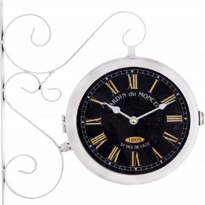 Zegar ścienny dwustronny Retro dworcowy loft metalowy 36cm