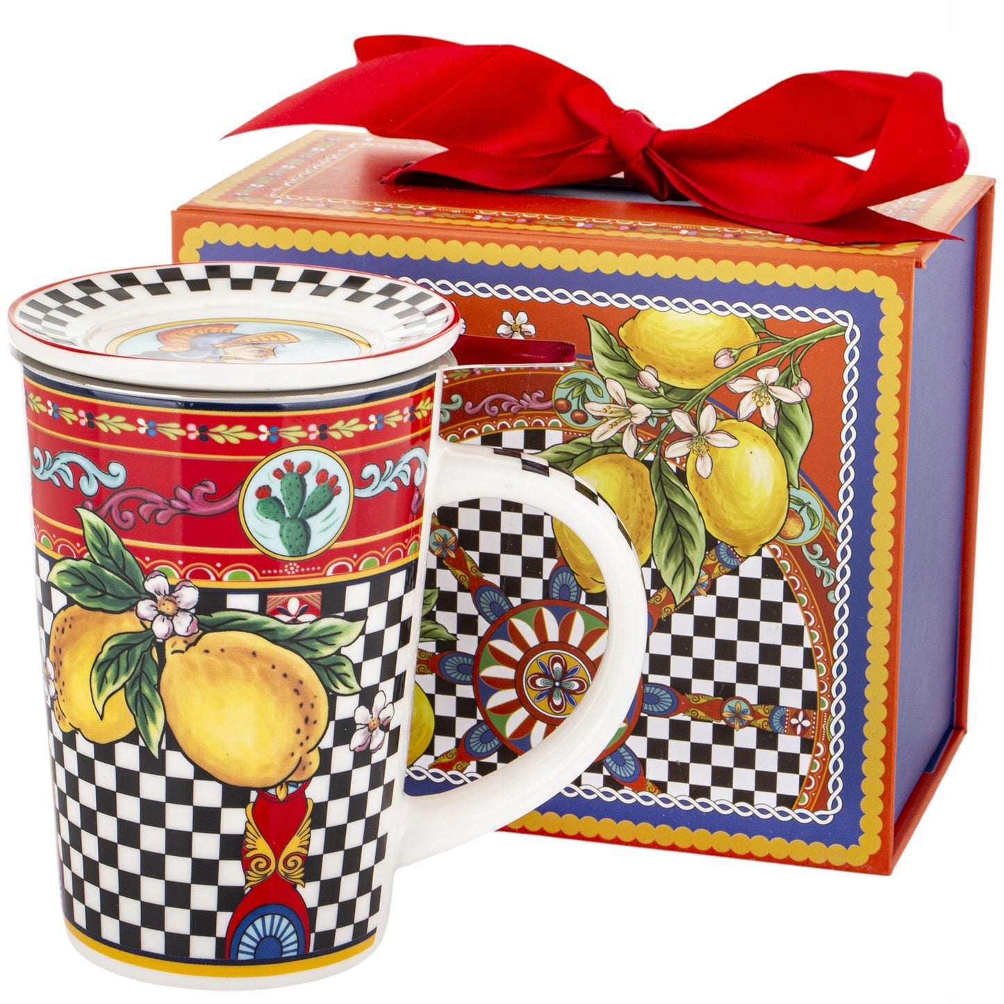 Kubek z zaparzaczem w pudełku prezentowym porcelanowy 400 ml