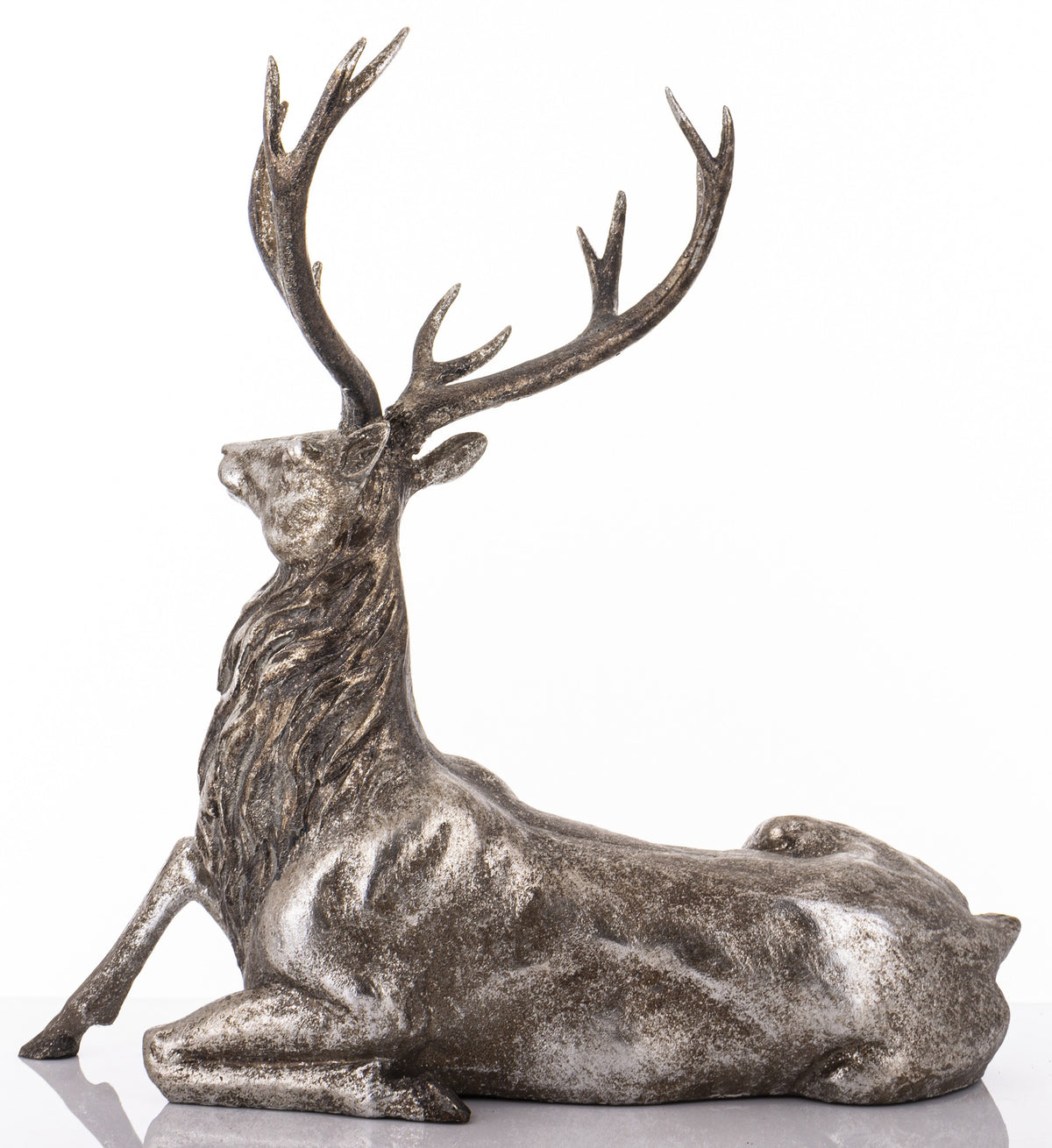 Figurka świąteczna renifer srebrny tworzywo sztuczne 51x51x27 cm Antique