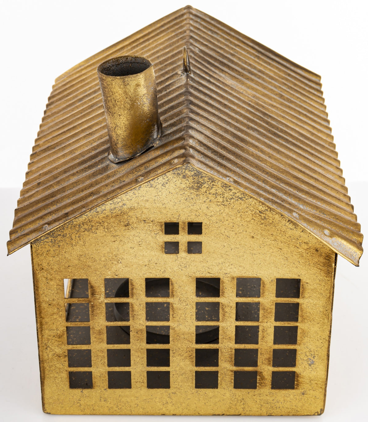 Figurka świąteczna Dekoracja Metalowa Domek złoty 23x27x20,5