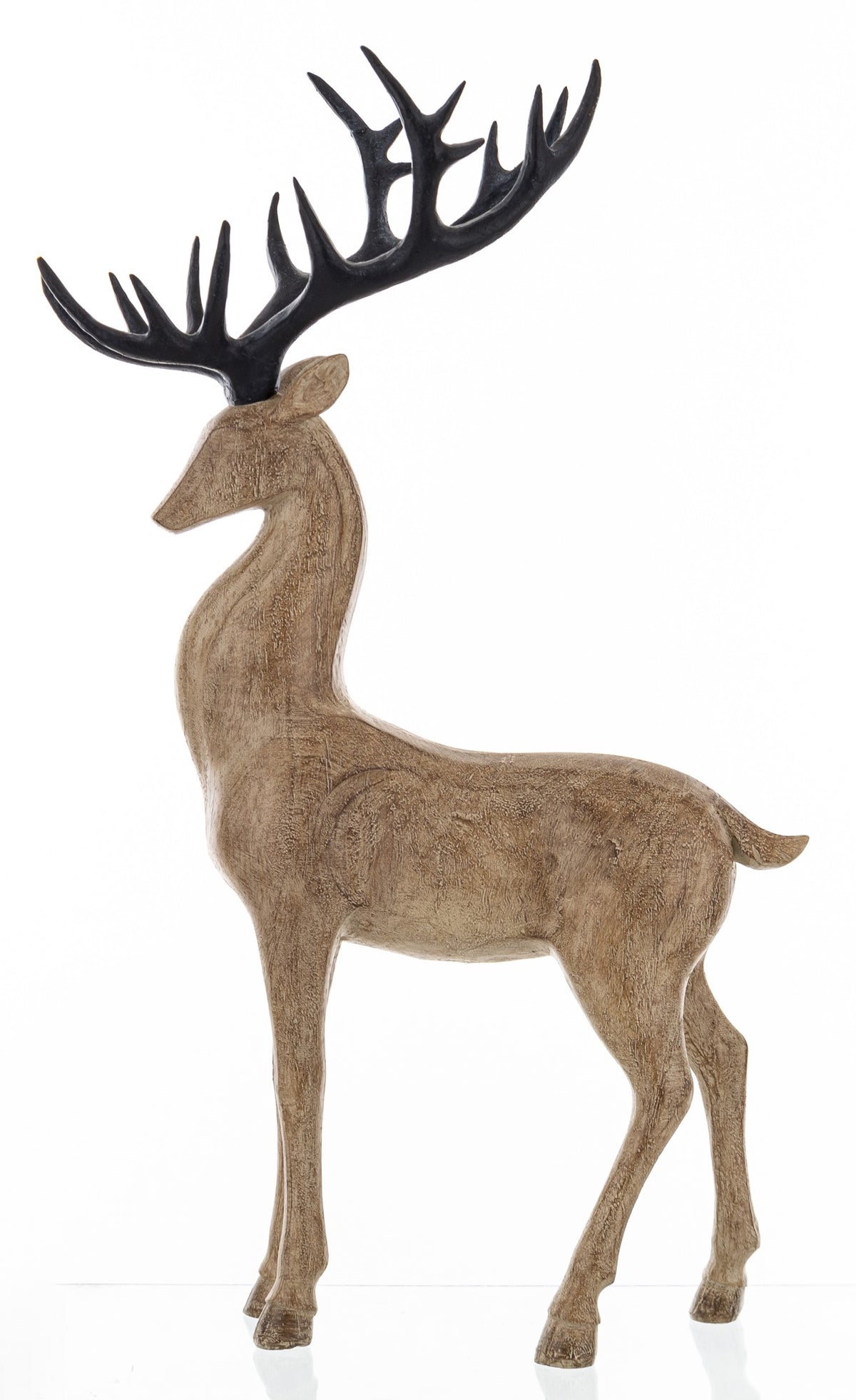 Figurka świąteczna renifer brązowy, czarny tworzywo sztuczne 46x28x12,5 cm