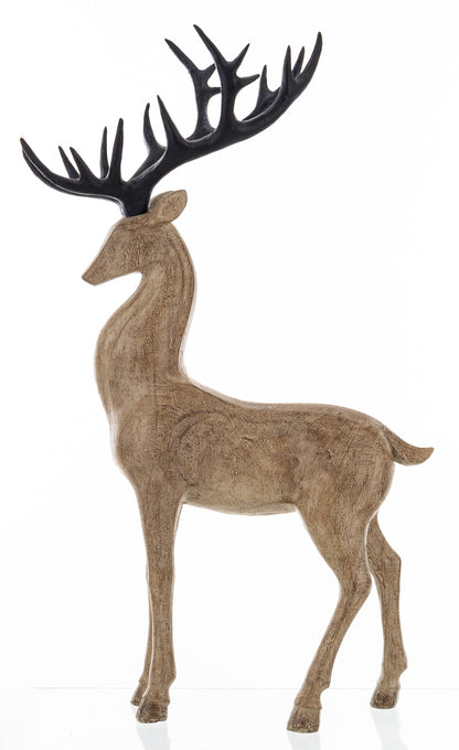 Figurka świąteczna renifer brązowy, czarny tworzywo sztuczne 46x28x12,5 cm