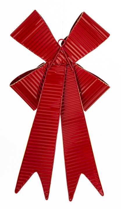 Figurka świąteczna Ozdoba Kokarda czerwony,złoty metal 55x30x8