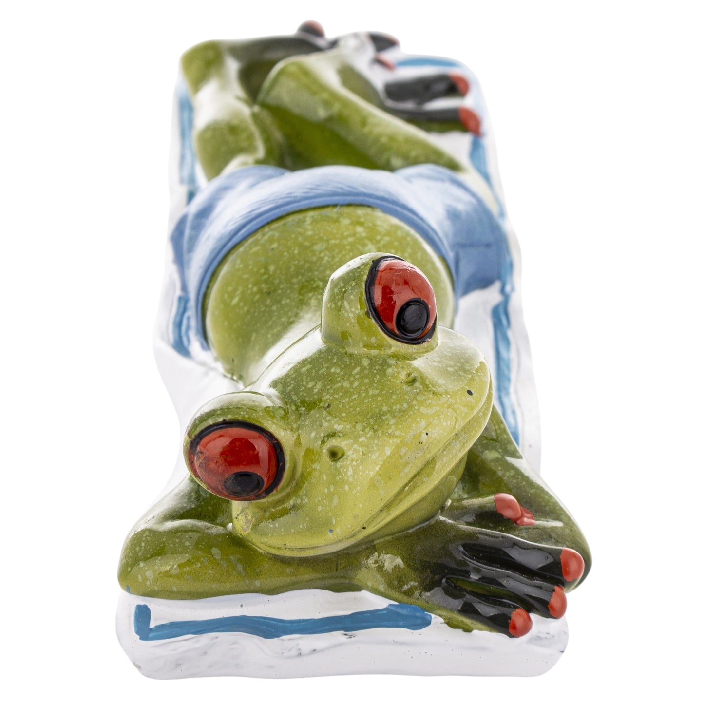 FIGURKA ŻABA PLAŻOWICZ 5x18x6cm żabka na wakacjach plaży opala się