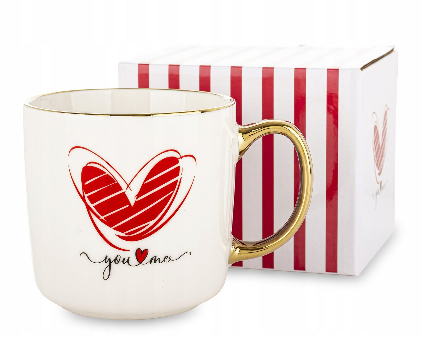 Duży porcelanowy kubek w pudełku na walentynki prezent 385 ml