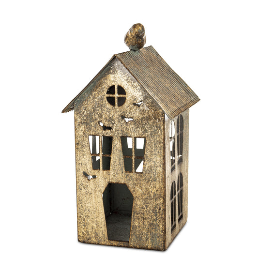 Figurka świąteczna Dekoracja Metalowa Domek złoty 23x12x12