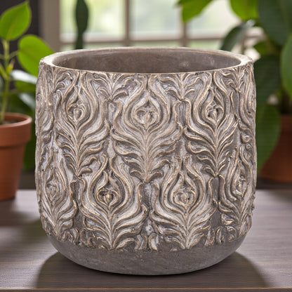 Osłonka brązowa cementowa 17 x 17 cm beton złoty