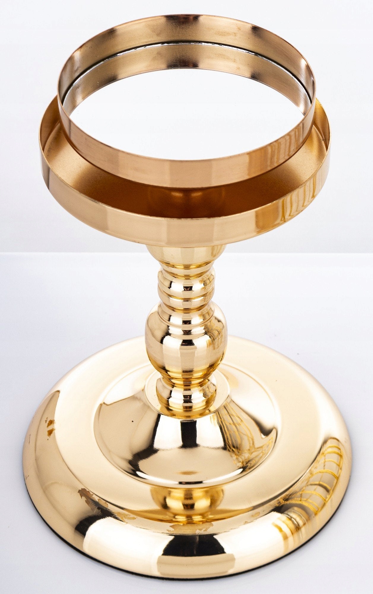 Złoty Świecznik metalowy unikalny glamour klatka dekoracyjna duży 52 cm