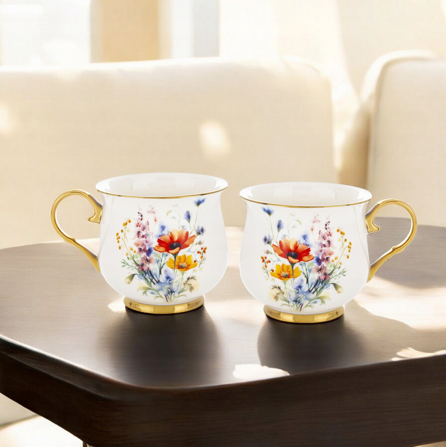 Kubek w pudełku porcelana 450 ml filiżanka wzór w kwiaty