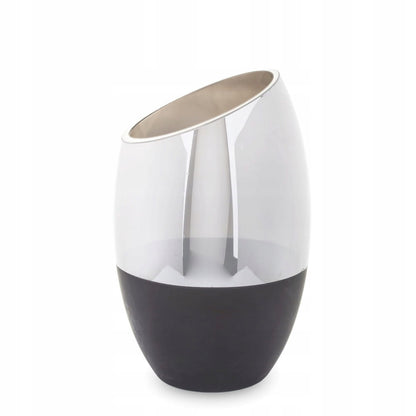 Wazon Szklany Srebrno-Czarny - Wysokość 22 cm glamour