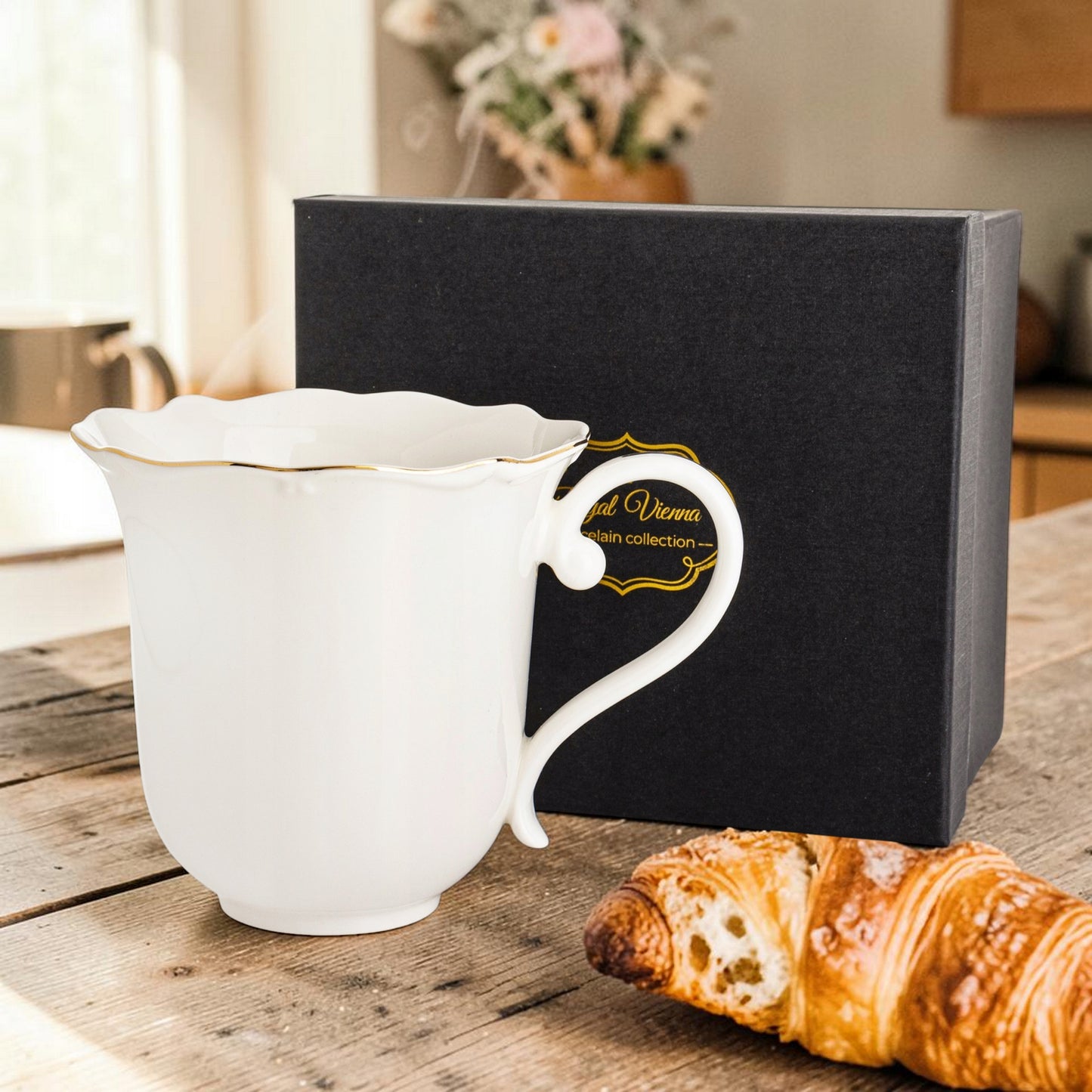 Kubek porcelanowy w pudełku 350 ml elegancki biały kubeczek