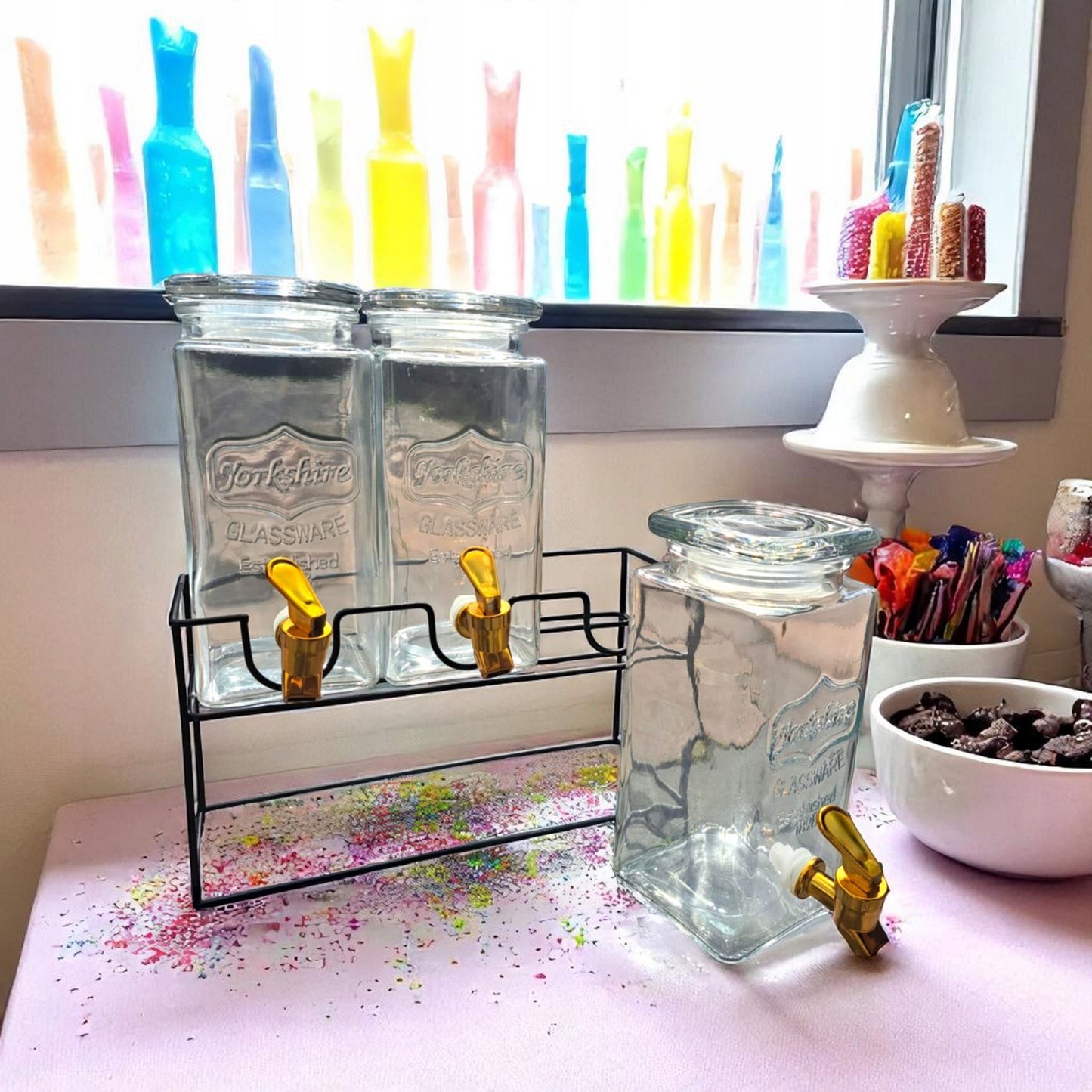 Komplet słoików z kranikiem 3x1,5L dozownik dystrybutor do lemoniady, soku