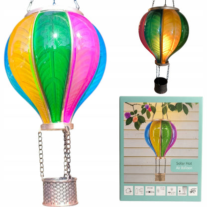 Lampa dekoracyjna solarna balon płomyk led czujnik zmierzchu 19x62 cm