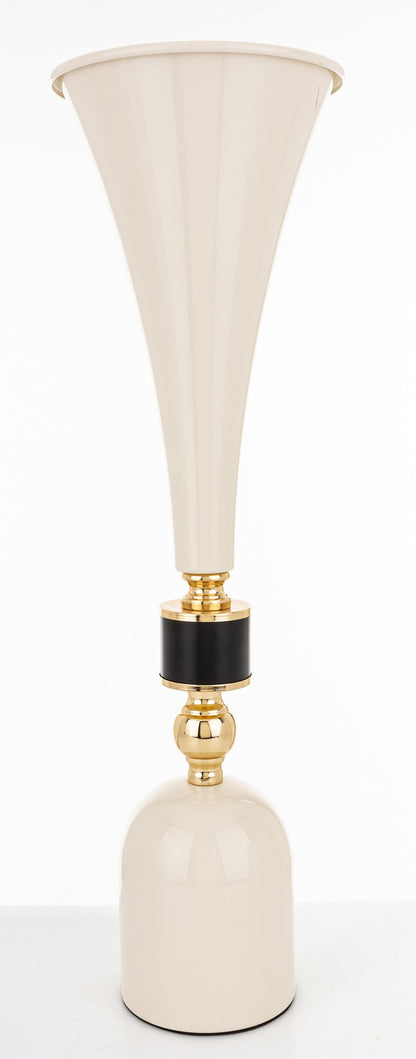 Wazon metalowy biały-czarny-złoty 61x18,5x18,5
