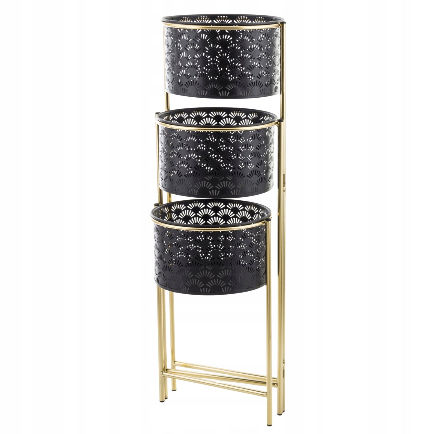 Kwietnik metalowy ażurowy czarny złoty loft glamour 70 cm
