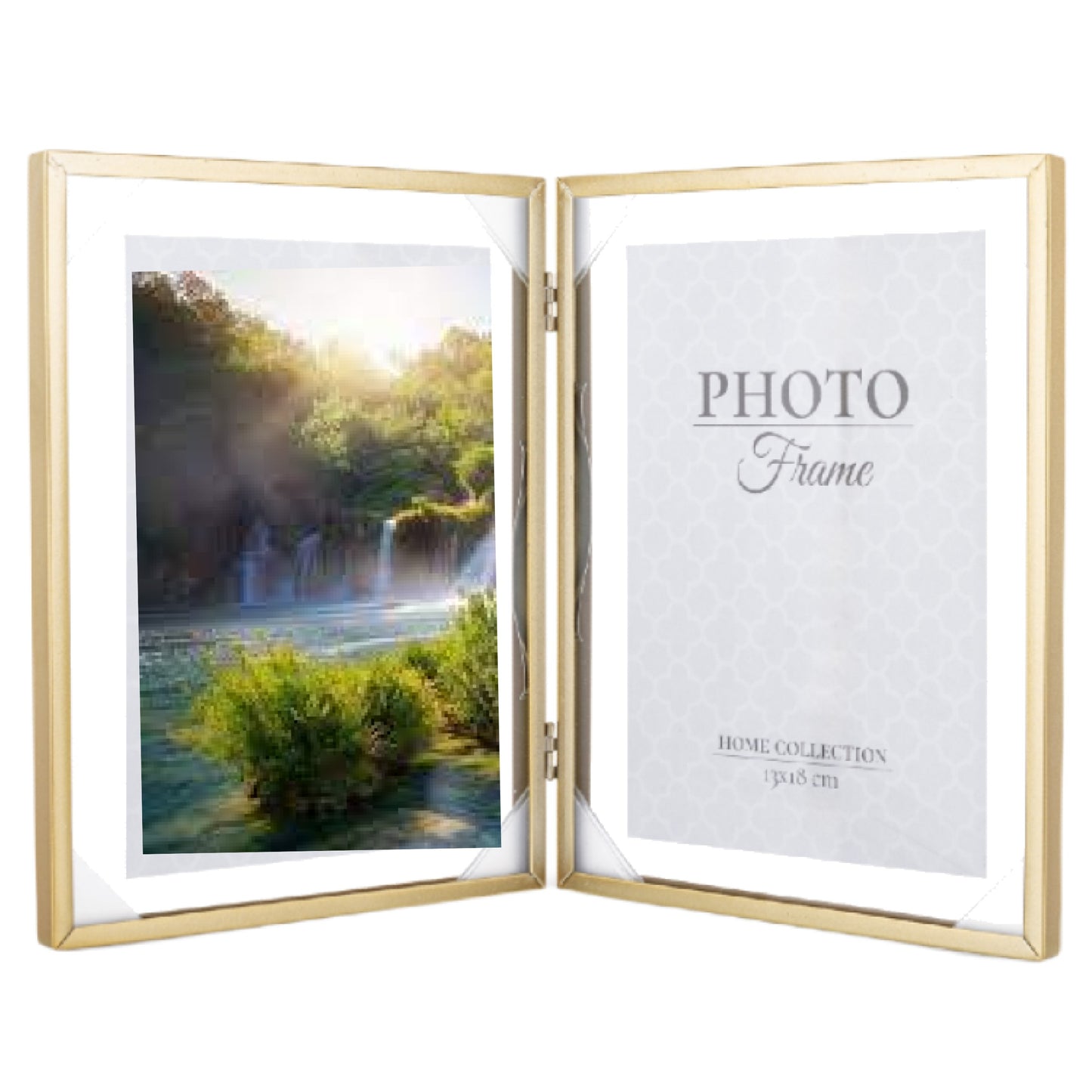 Ramka na Zdjęcie podwójna złota float 13x18cm na 2 zdjęcia glamour