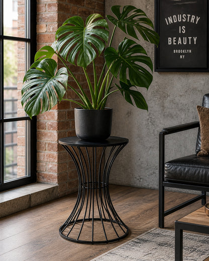 Stojak metalowy 55cm stolik kawowy czarny w stylu loft pomocniczy kwietnik