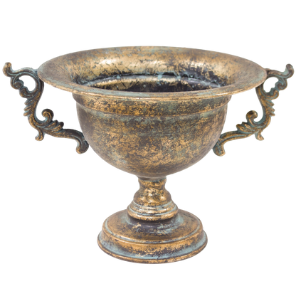 Osłonka dekoracyjna złoto-czarna vintage 34 cm Wazon metalowy na kwiaty