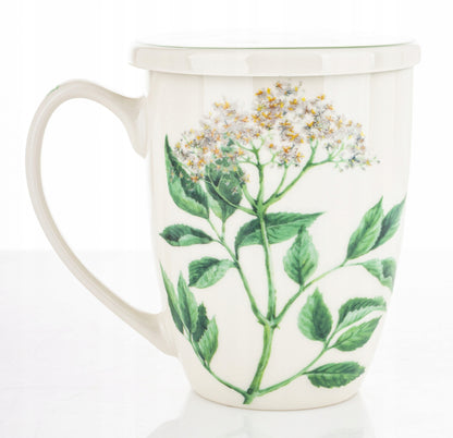 Elegancki kubek ceramiczny z zaparzaczem w pudełku prezentowym