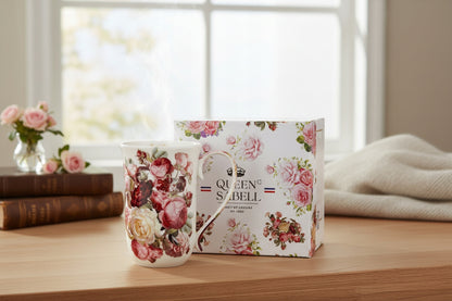 Kubek Porcelanowy w Róże 400 ml Kwiaty Romantyczny Prezent Dzien kobiet