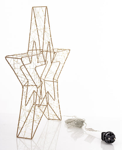 Ozdoba Gwiazda Led złoty tworzywo sztuczne 48x48x6,5 dł. kabla 480cm cm