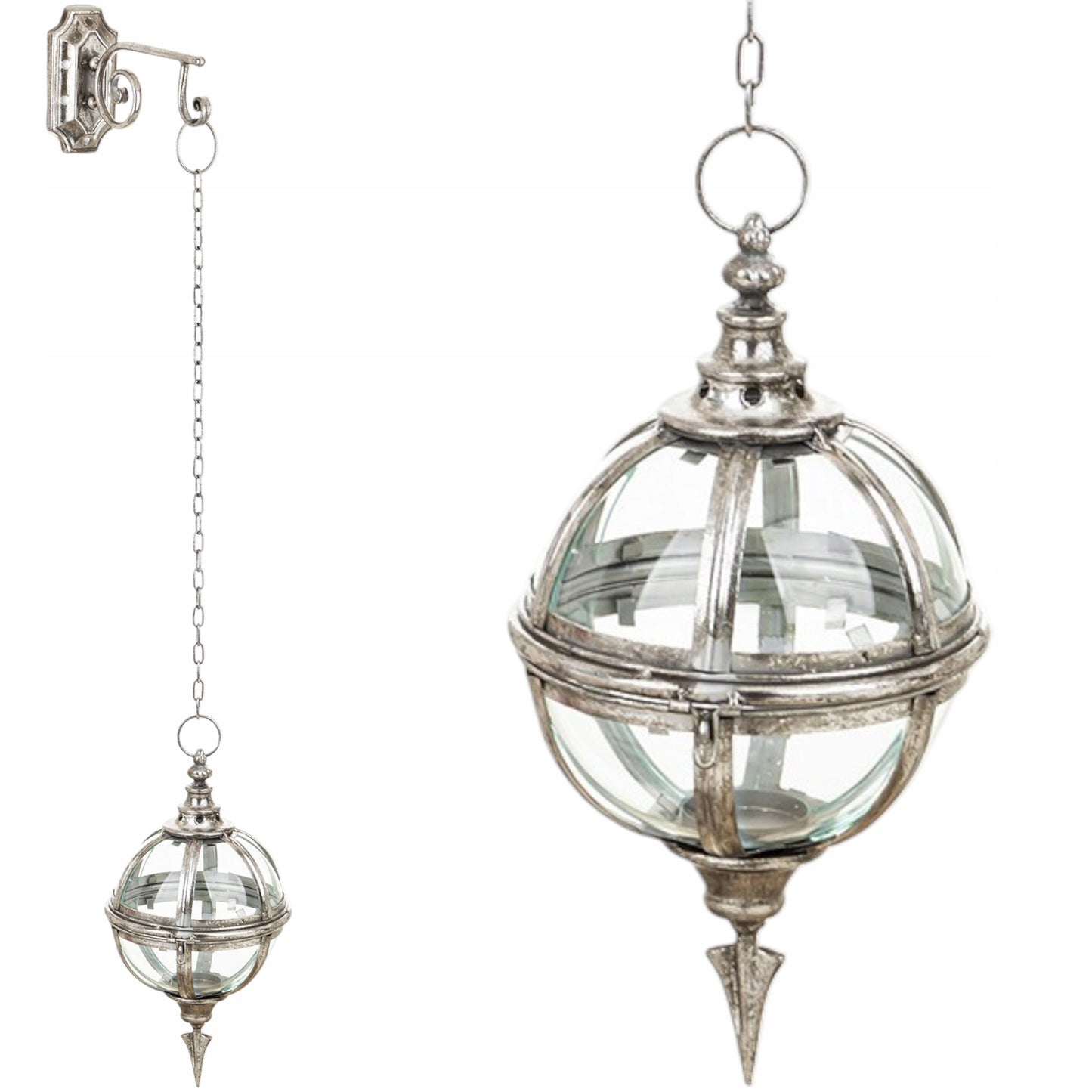 Lampion wiszący India House kula metalowo-szklany 119 cm dekoracja vintage