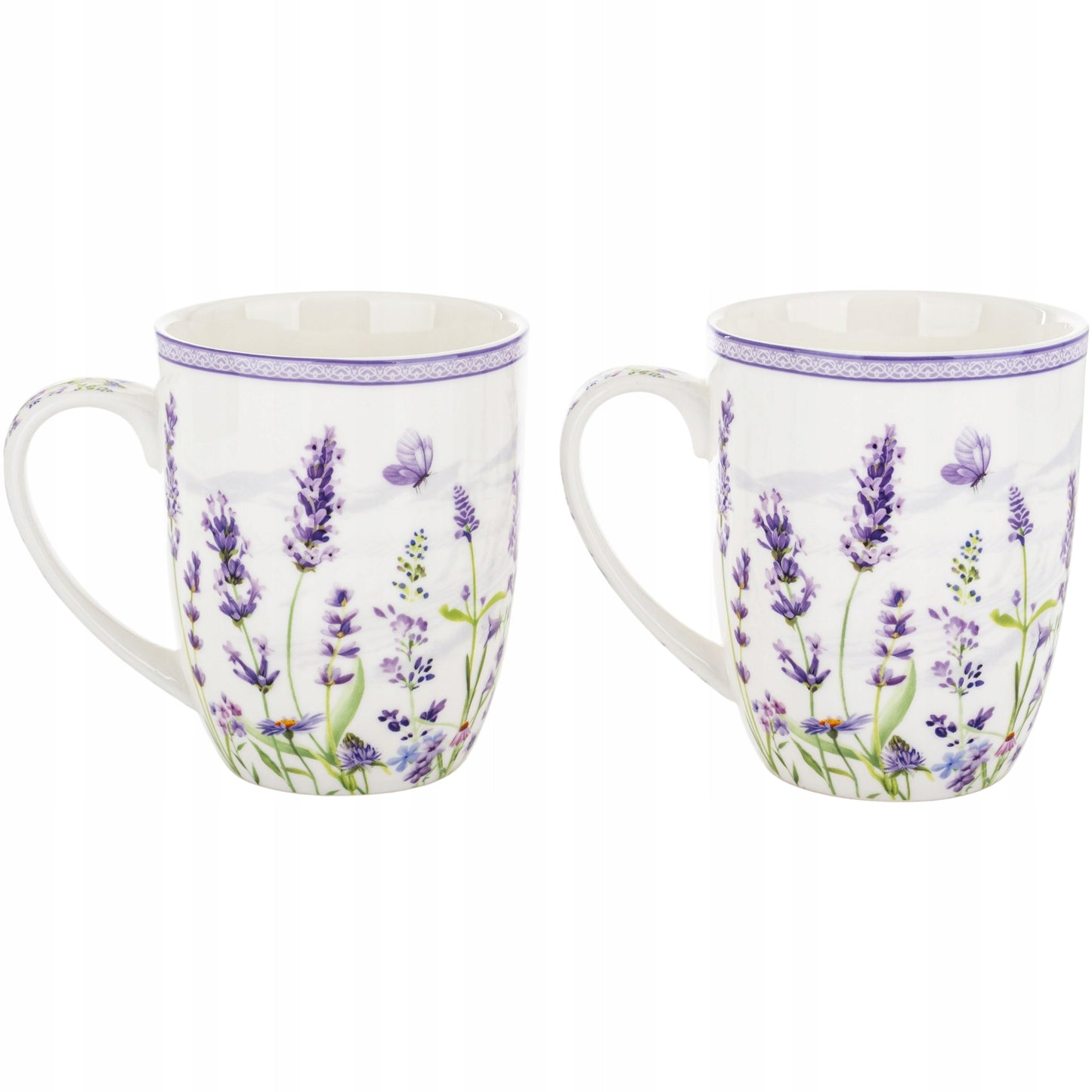 Komplet dwóch kubków porcelana lawenda styl prowansalski 400 ml