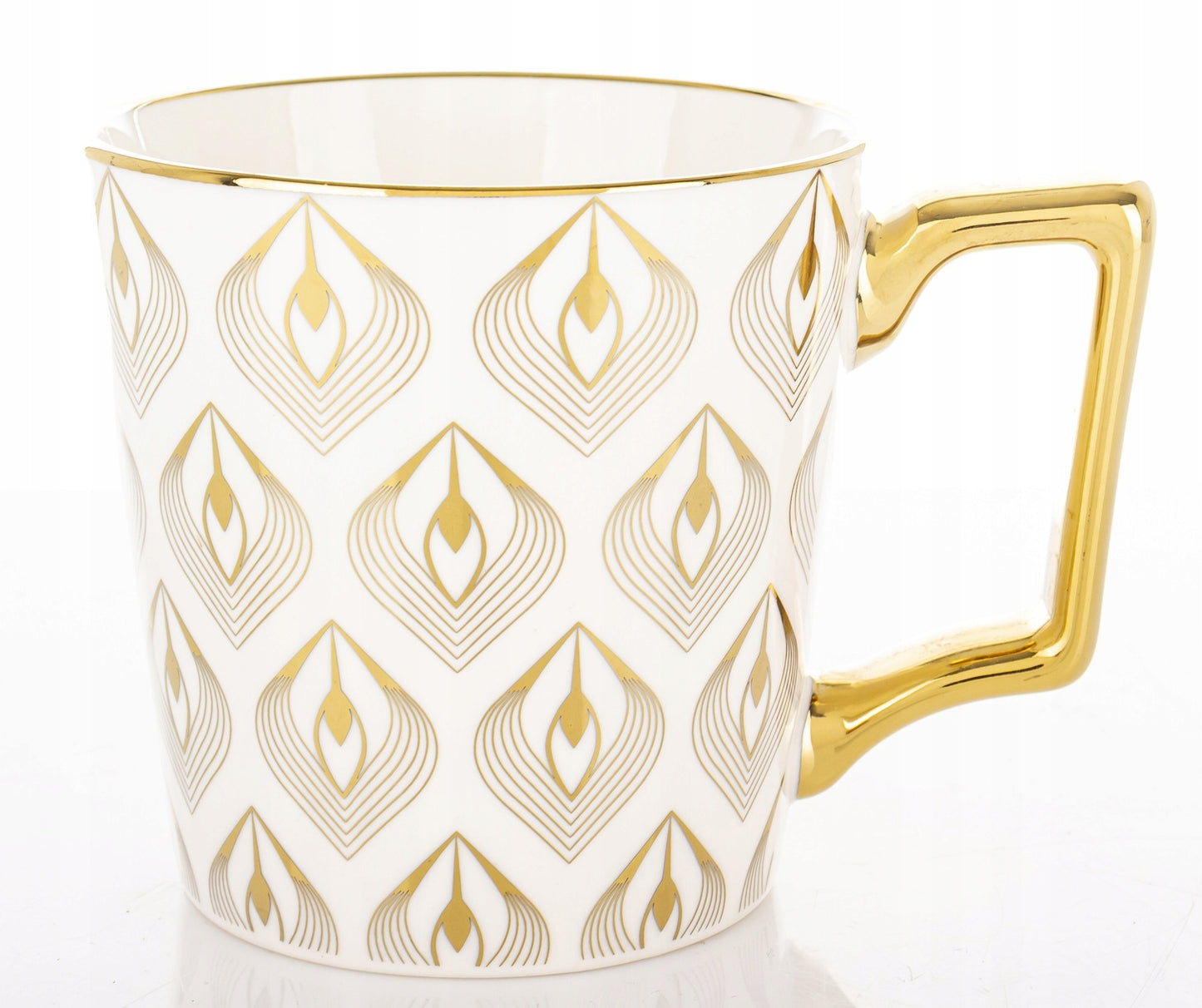Porcelanowy Kubek elegancki złote ucho 310ml gustowny na prezent